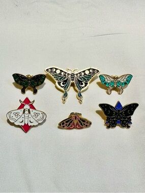 Celestial Moth Enamel Pin Bundle Moon Phase Witchy Pins Set of 6